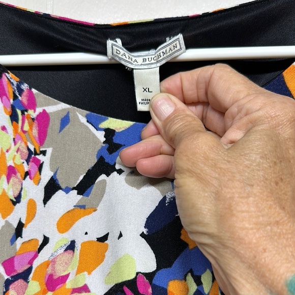 Dana Buchman Abstract Colorful Ruched Midi Sundress - Picture 2 of 10